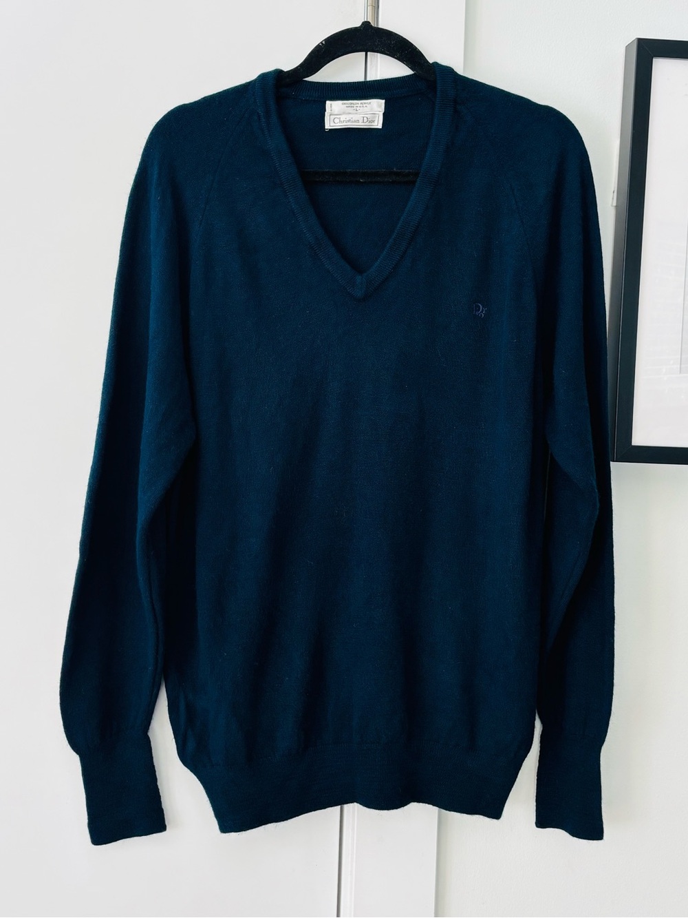 Vintage Christian Dior V-Neck Knit Sweater navy blue True to size Large